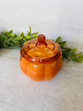 Load image into Gallery viewer, Amber &amp; Mini Pumpkin Glass Candles
