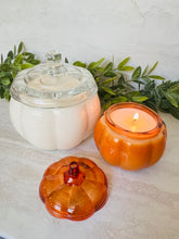Load image into Gallery viewer, Amber &amp; Mini Pumpkin Glass Candles
